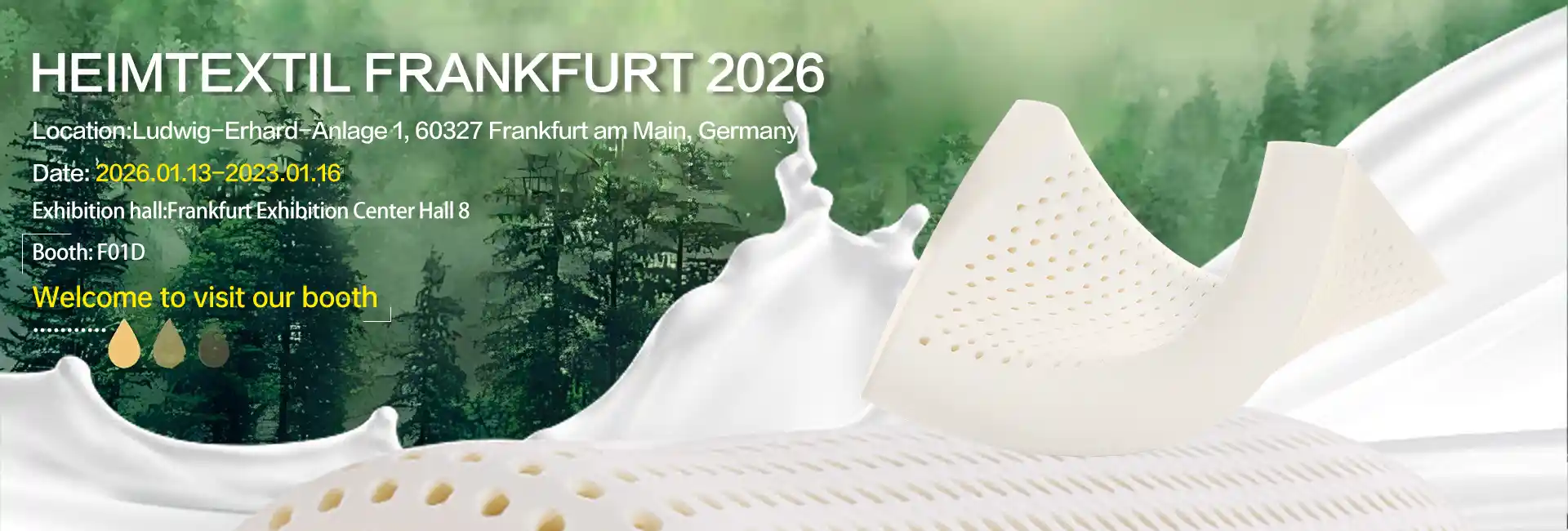 Klear foar 2026 International Home and Commercial Textile Fair? Besykje Jiasheng Latex by F01D